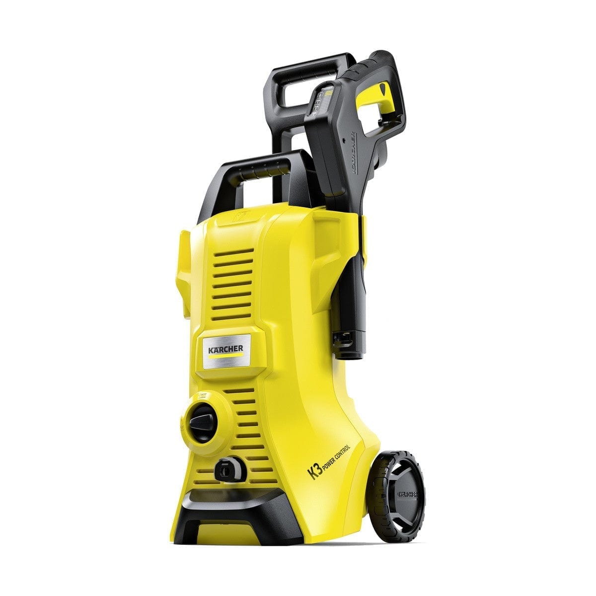 Kärcher K3 Power Control vista en ángulo con pistola G 120 G y lanzas